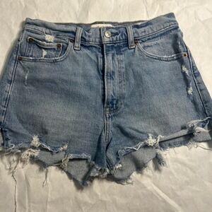 Abercrombie & Fitch The Mom Short High Rise Distressed Denim‎ Jean Shorts